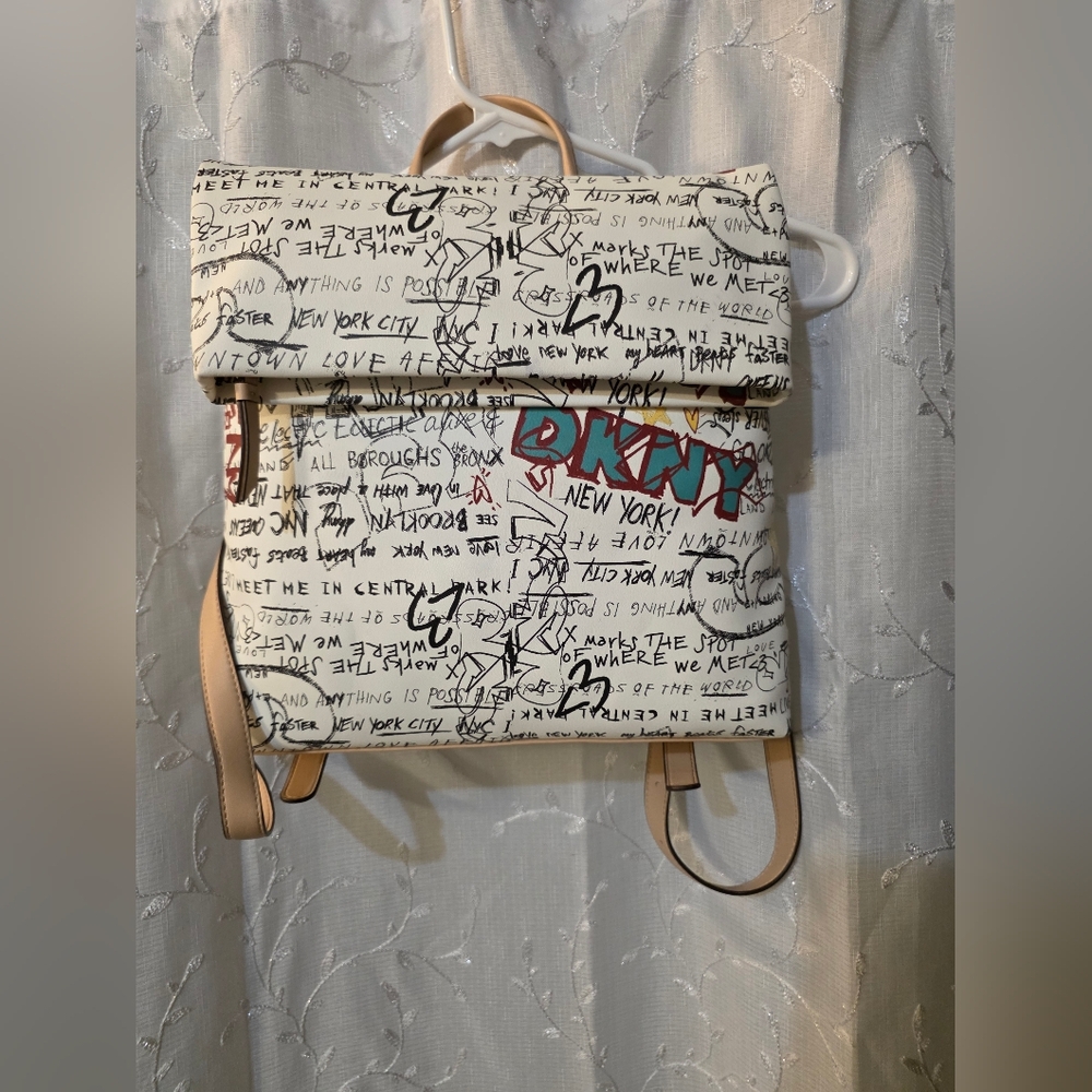 DKNY Urban Graffiti Backpack with Red and Black Accents